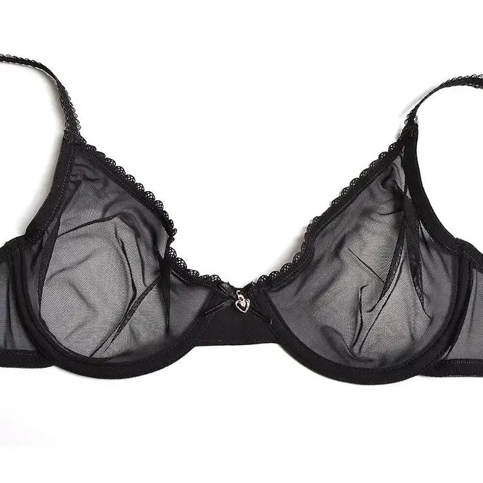 Vgplay-Soutien-gorge en dentelle ultra-mince pour femme, lingerie transparente, soutien-gorge plongeant sans soutien-gorge rembourré, maille creuse, grande taille