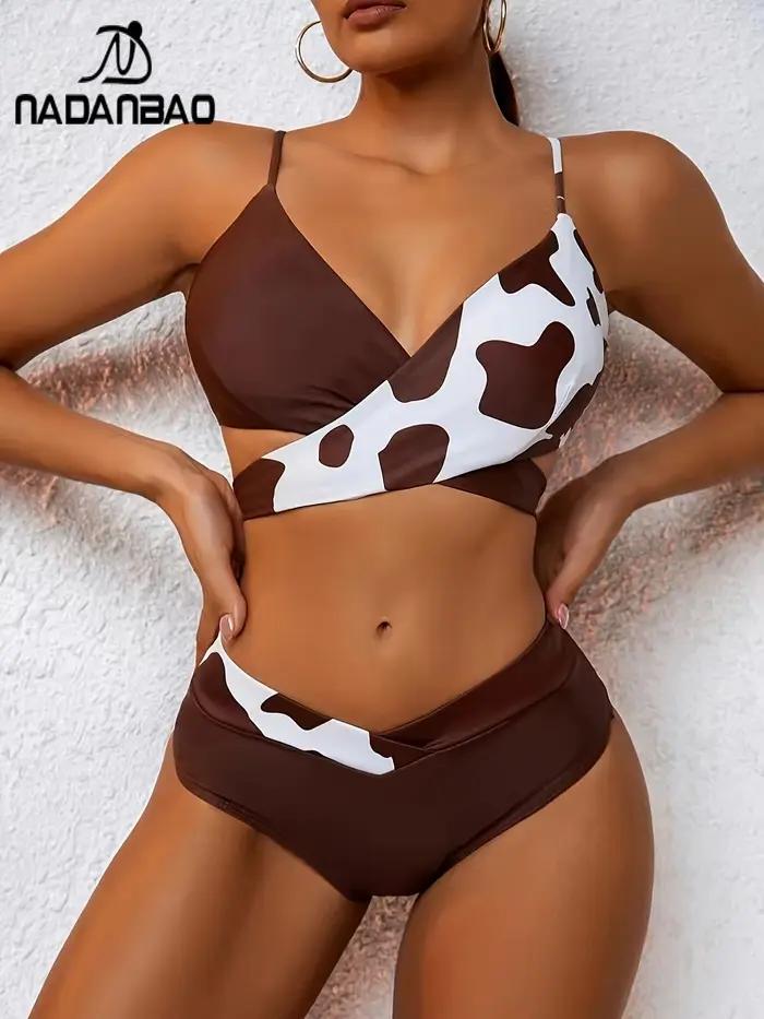 Nadanbao - Sexy dámské plážové bikiny s výstřihem do V