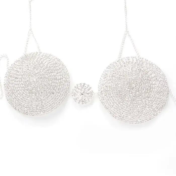 Soutien-gorge entièrement orné de diamants pour femmes, idéal pour les boîtes de nuit et les soirées. Soutien-gorge sexy et exagéré orné de diamants scintillants avec chaîne de corps et chaîne de poit
