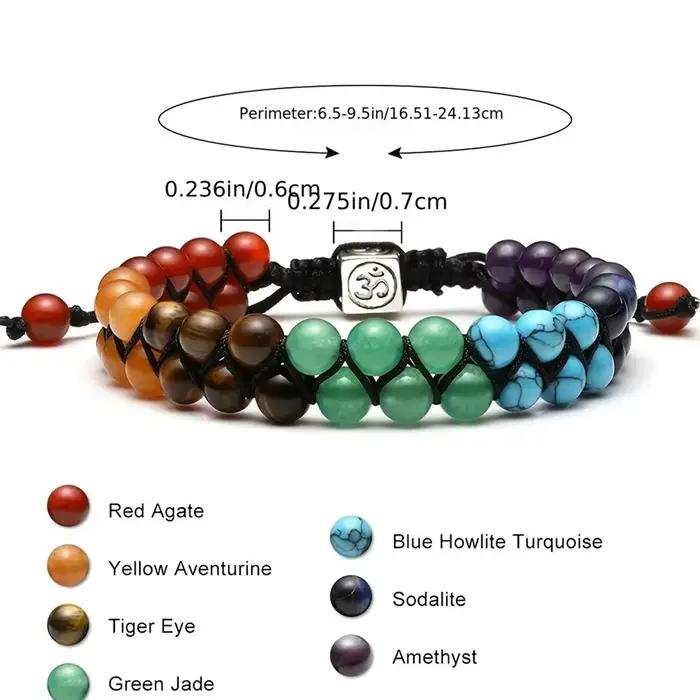 Bracelet en cristal pour traitement des chakras, pierre de Yoga, perles réglables, méditation, Relaxation, anxiété, pour femmes