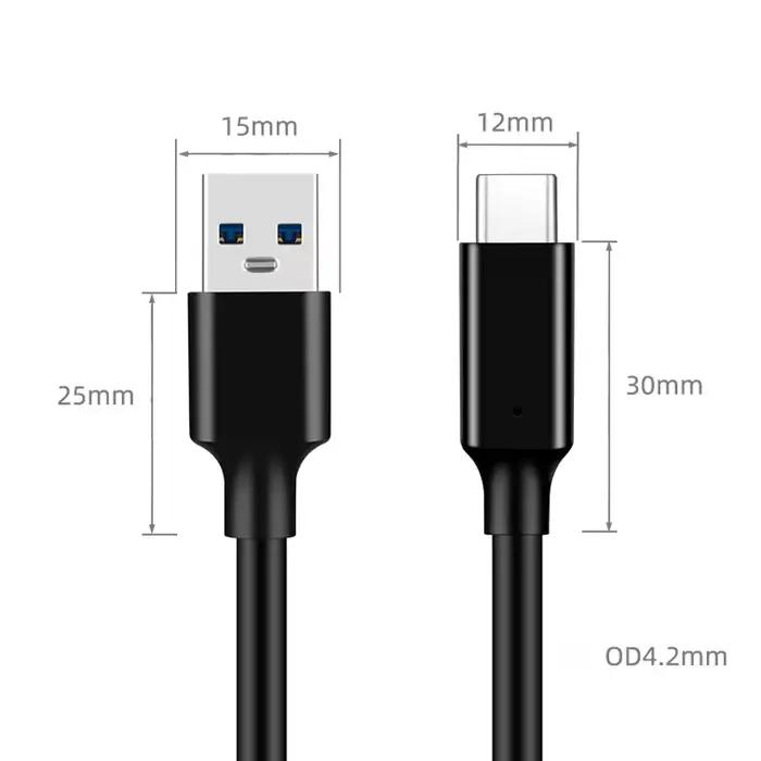 Câble USB3.2 10Gbps USB Type A vers USB C 3.1/3.2 Gen2 câble de transfert de données USB C SSD câble de disque dur 3A 60W QC 3.0 charge rapide