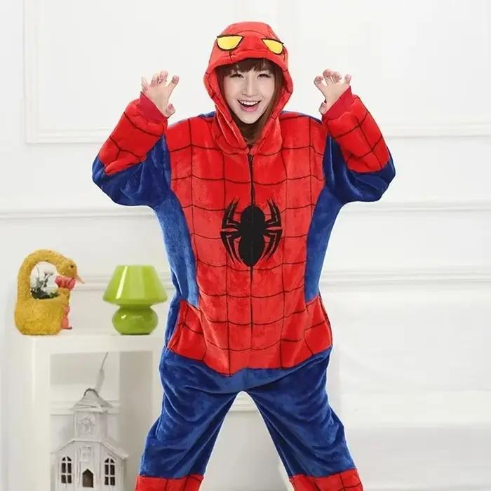 Ensemble de pyjama rouge araignée pour enfants, vêtements de nuit Kigurumi à capuche, glouton, cosplay de dessin animé animal, garçon, fille