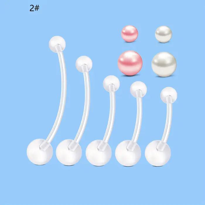 Ensemble de bijoux de perçage de ventre de maternité, anneaux de nombril transparents flexibles avec boules de zircone cubique synthétiques, anneaux de nombril en plastique