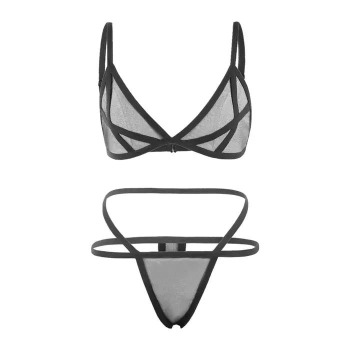 Ensemble de lingerie à armatures en maille d'acier pour femmes, sous-vêtements, vêtements de nuit, tenue sexy, vêtements pour femmes, 2 pièces