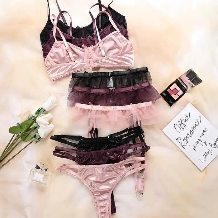 Ensemble de lingerie française en promotion pour filles, avec un nœud exquis, respirant, pantalon et soutien-gorge confortables et amples pour femmes