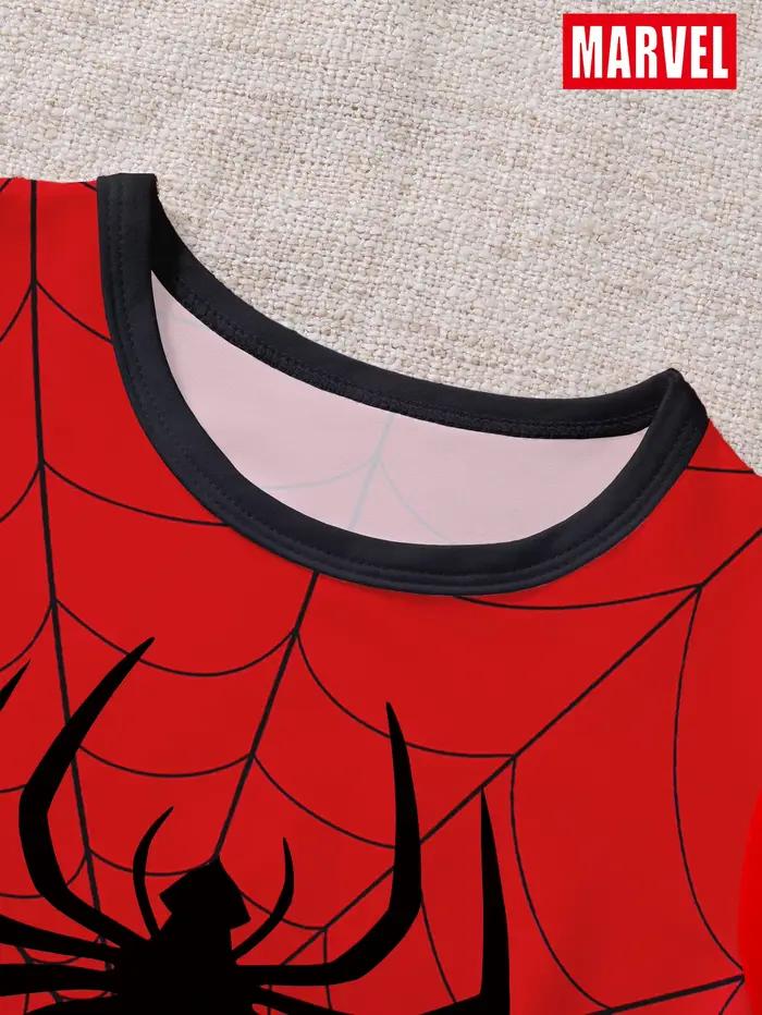 Ensemble 2 pièces Spider Man pour garçon, haut à manches courtes et pantalon à motif de dessin animé mignon, vêtements de nuit, vêtements de maison