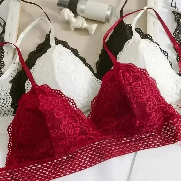 Soutien-gorge en dentelle blanche de style français pour femme, coupe ajustée, spécial petites poitrines et poitrines plates, bonnet AA triangulaire, idéal pour l'été