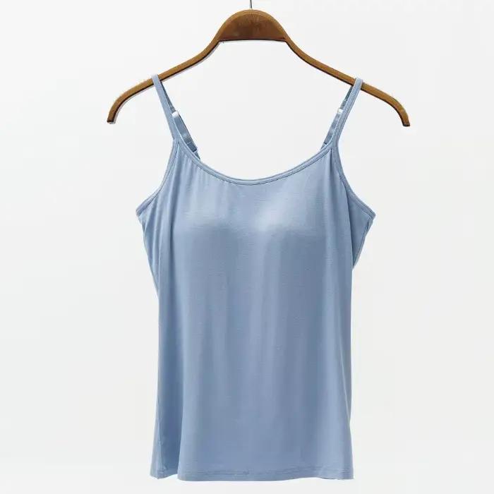 Casual Femmes Soutien-Gorge Précieux Y-Avec Coussinets De Tasse À Cinq Doigts Spaghetti Cami Top GlaFemale Camisole Avec Soutien-Gorge Intégré Push Up S-3XL
