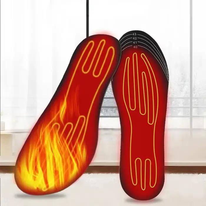 Semelles chauffantes électriques d'hiver USB chauffage pieds plus chauds chaussures thermiques chaussette coussin semelles chauffantes lavable pleine fièvre des pieds unisexe