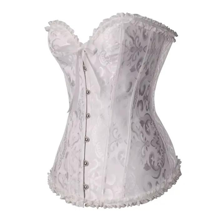 Corsets Sexy Bustiers dentelle florale hauts pour femmes fleur imprimé Vintage Corset gothique Satin Lingerie Corselet surbuste désossé