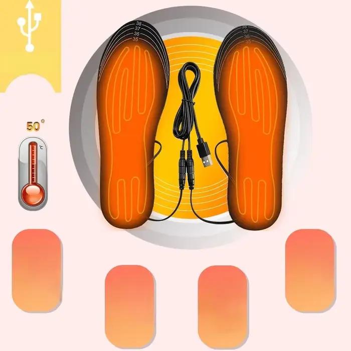 Semelles chauffantes électriques d'hiver USB chauffage pieds plus chauds chaussures thermiques chaussette coussin semelles chauffantes lavable pleine fièvre des pieds unisexe