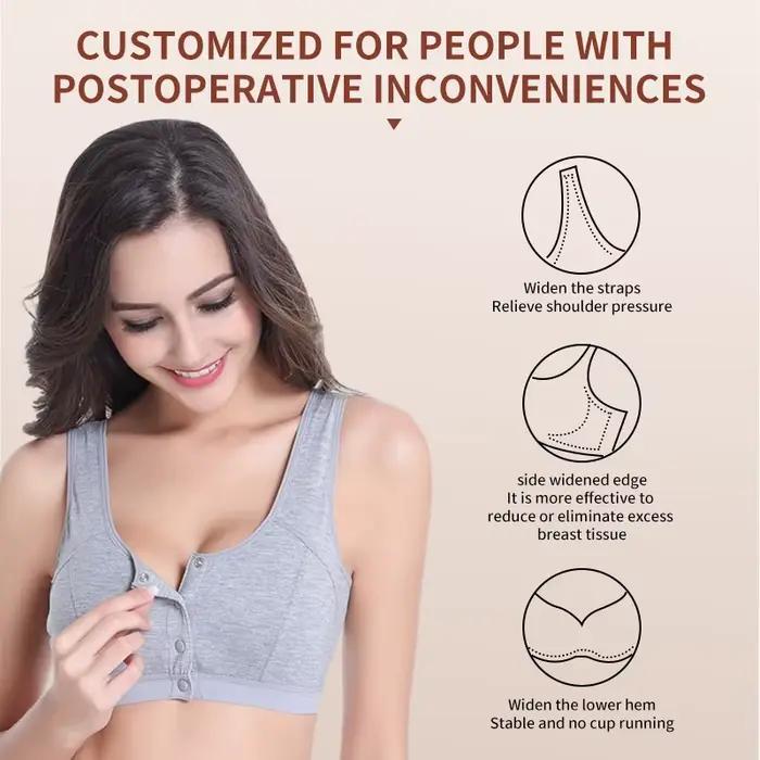 Soutien-gorge de mastectomie avec poches, fermeture frontale, Lingerie en coton grande taille pour femmes post-chirurgicales, insertion en Silicone, 6031