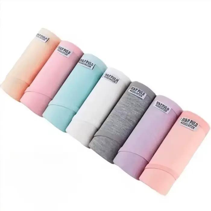 Lot de 7 culottes pour femmes, sous-vêtements 100% coton, lingerie sexy, respirante et douce, slips féminins, sous-vêtements mignons de couleur unie pour filles
