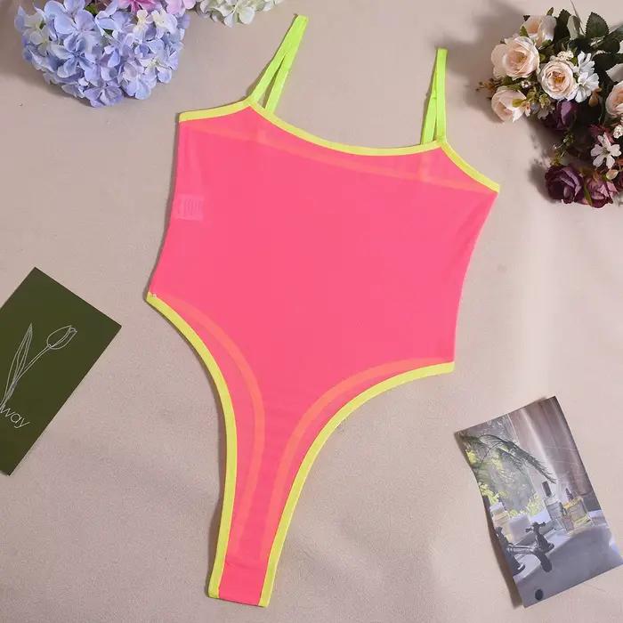 Combinaison en dentelle sexy et élégante pour femmes 2026, maille transparente, une pièce, sexy, moulante, lingerie Teddy, corps brillant