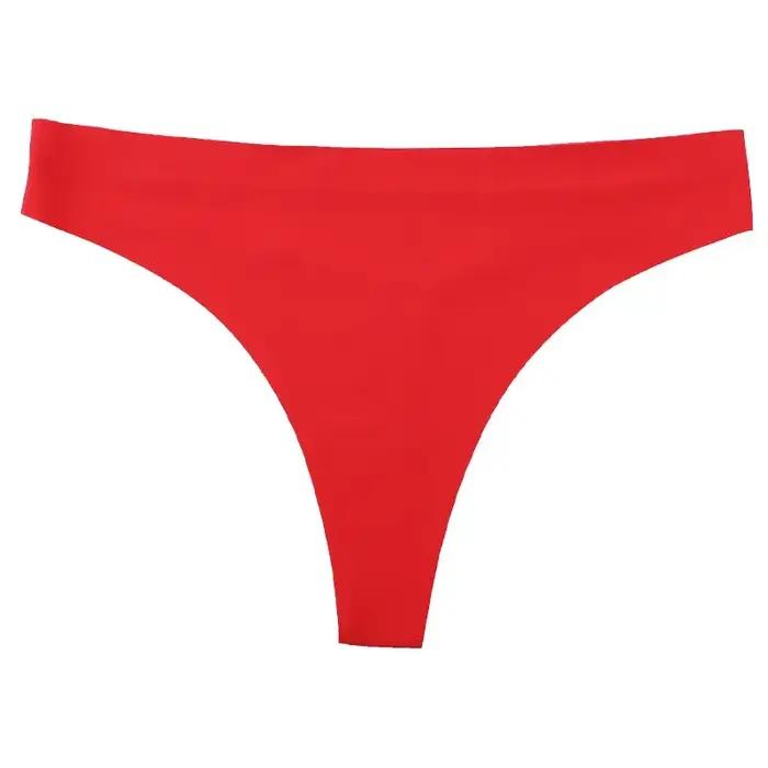 String en soie glacée pour femmes, sous-vêtements sans couture, couleurs acidulées, string taille basse, Lingerie féminine Tanga