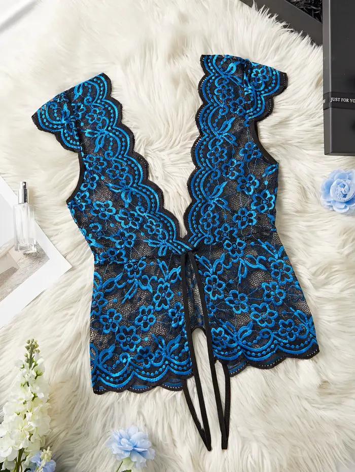 Lingerie sexy pour femme, body transparent en dentelle, pyjama une pièce, décolleté plongeant, entrejambe ouvert, dos nu, robe babydoll exotique, costumes