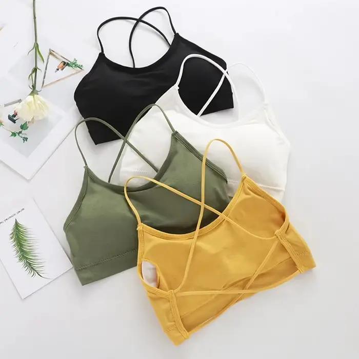 Soutien-gorge Push Up respirant à bretelles croisées pour femme, brassière de sport, yoga, gym, fitness, beauté du dos