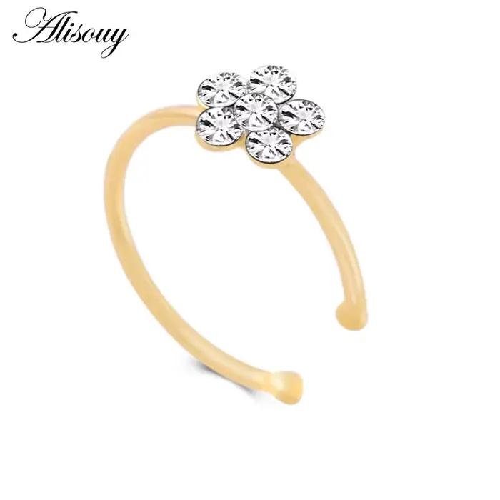 Alisouy – Piercing pour le nez, 1 pièce, anneau de nez, fleur indienne, cerceau, Septum, Clicker, bijoux pour le corps