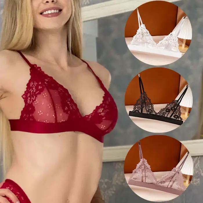 Soutien-gorge Sexy en dentelle pour femmes, sous-vêtements fins, sans doublure, Transparent, Lingerie Sexy, Bralette