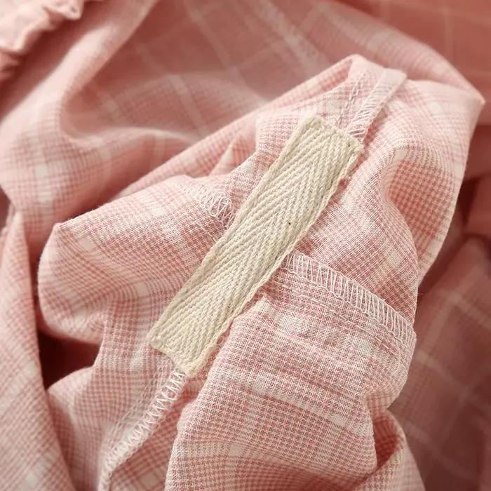 Grande taille japonais minimaliste à carreaux femmes pyjamas pantalons femmes doux maison pantalon ample pantalons décontractés taille élastique maison pantalon