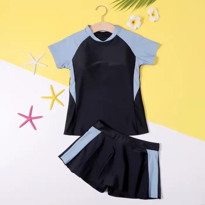 Maillot de bain 2 pièces pour adolescentes de 10 à 16 ans, jupe d'été, vêtements de plage