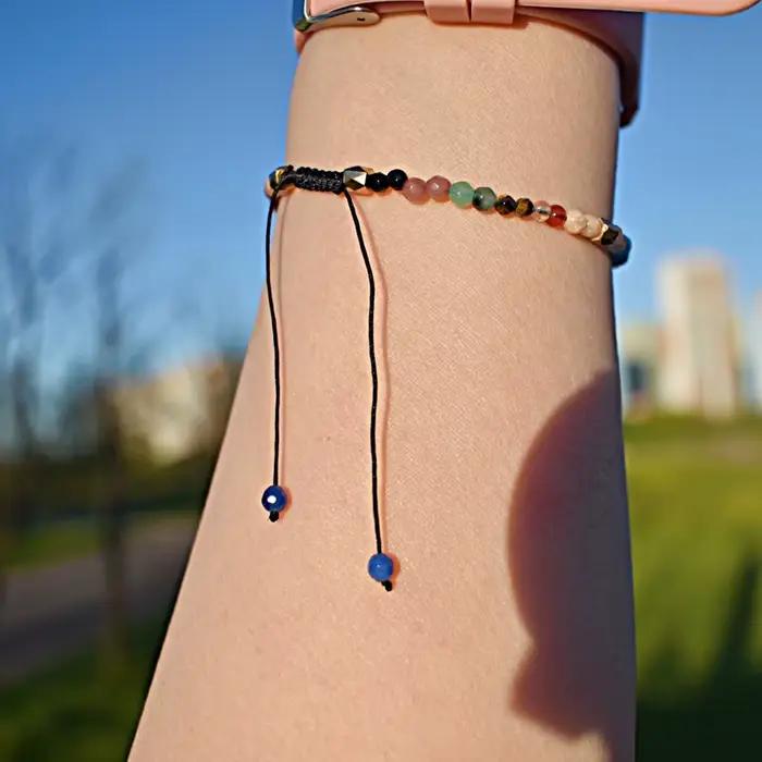 Bracelet à breloques en pierre naturelle arc-en-ciel pour femme, chaîne réglable, cristal de guérison perlé, bijoux, document, 7 chakras