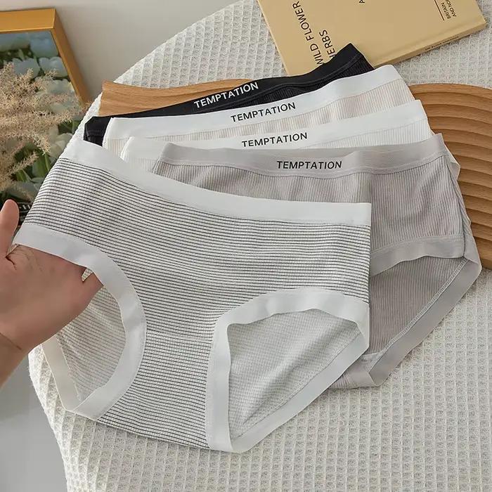 Culotte en coton M-XL pour femmes, culotte sexy en dentelle, slips de lettres de confort pour filles, taille moyenne, caleçon sans couture, lingerie féminine