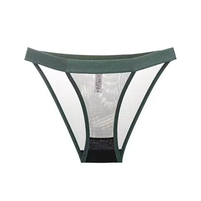 Sous-vêtements transparents sans couture pour femmes, culotte à larges bords, maille transparente, dentelle sexy, slip taille basse pour filles légères