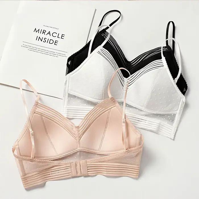 Soutien-gorge dos bas pour femmes, sans couture, Invisible, dos nu, en maille à pois, brassière sans fil pour dames