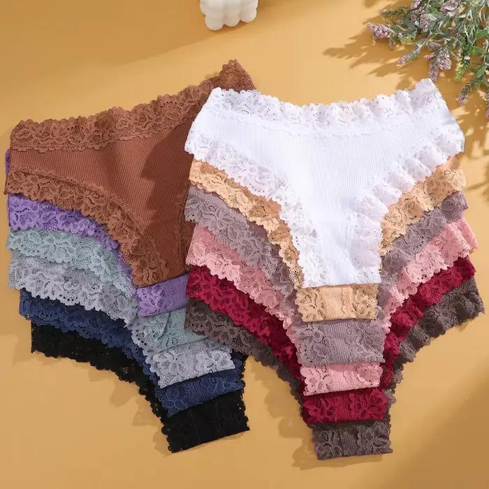 7 pièces/ensemble femmes Sexy dentelle culottes coton sans couture culotte brésilienne femme Sexy taille basse sous-vêtements doux string Lingerie S-XL