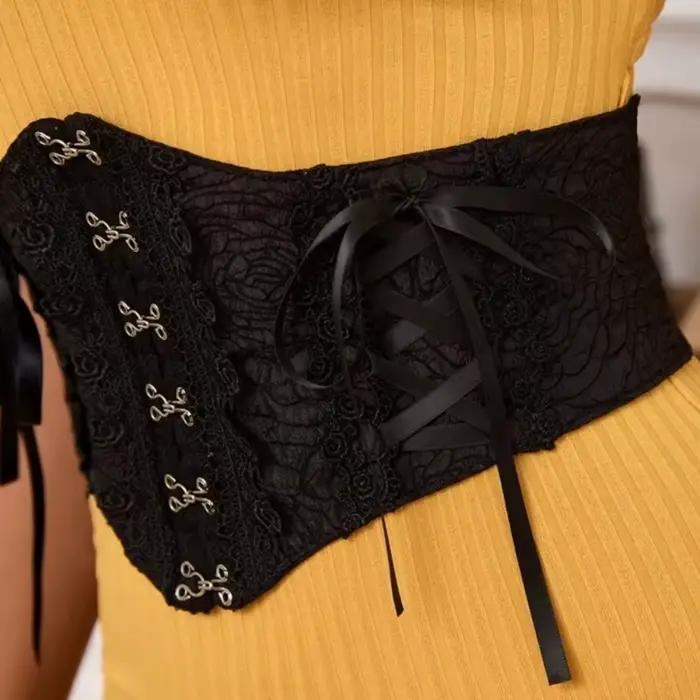 Corset large élégant en dentelle noire, accessoires de robe, gaine amincissante élastique pour le corps
