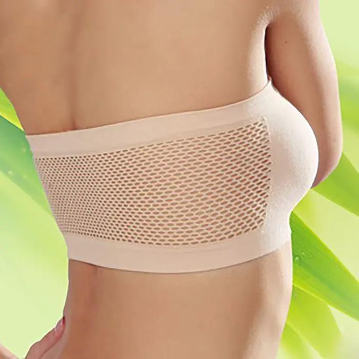 Femmes Bandeau extensible soutien-gorge sans bretelles à la mode été maille solide soutien-gorge sans bretelles adapté aux hauts à une épaule