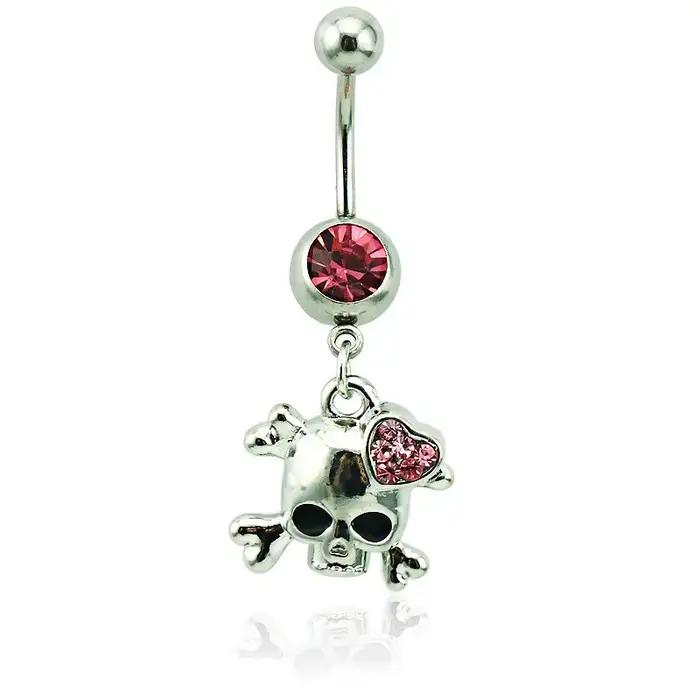 Piercing de nombril pour femmes, nouvelle mode, Design de tête de squelette Sexy, bijoux de danse du ventre Non allergiques, vente en gros