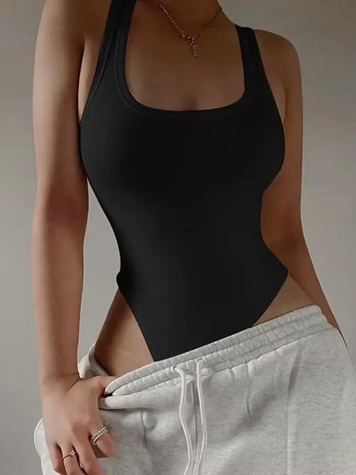 Body en tricot sans manches pour femmes, Sexy, moulant, épaules dénudées, col licou, décontracté, corsage de rue, ClubWear, été