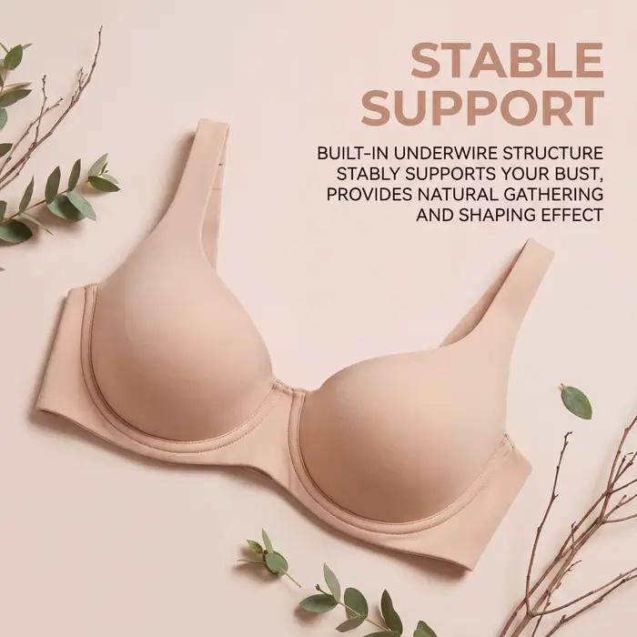 Soutien-gorge sans couture pour femme, sensation seconde peau, avec armatures, sans rembourrage, en nylon, maintien liftant, bretelles larges, soulagement de la pression, confort quotidien