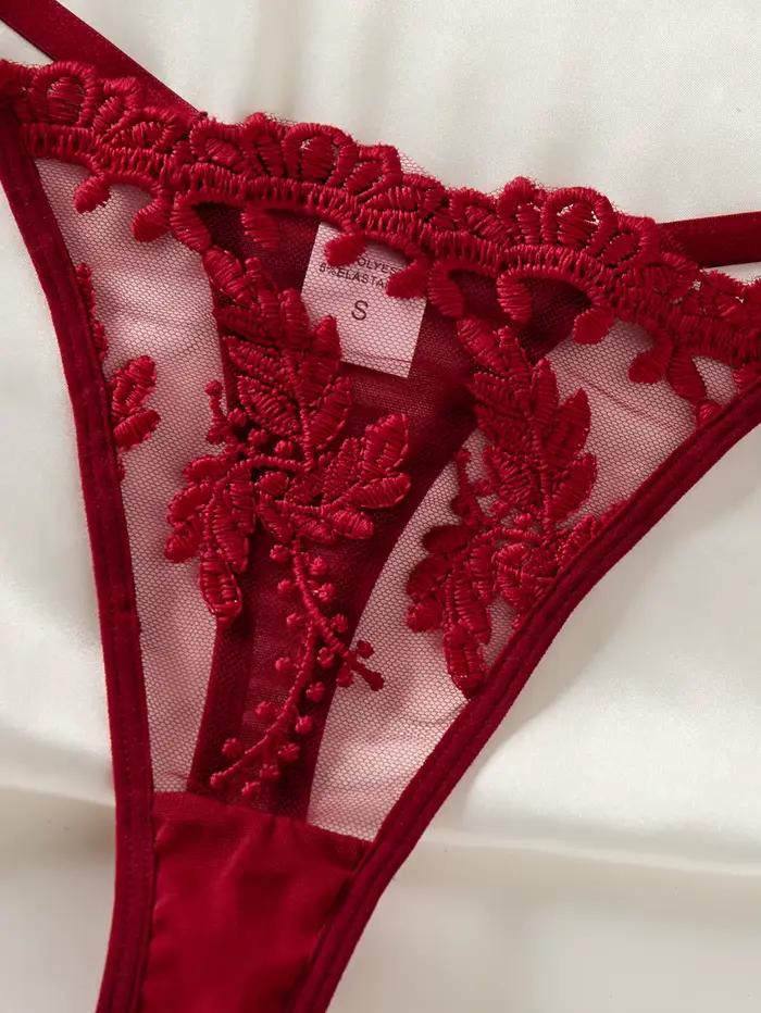Chemise de nuit semi-transparente brodée d'oreilles de blé style campagne pour femme rouge vin, élégante et confortable, design nœud ZA825066
