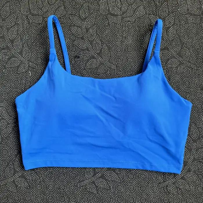 Soutien-gorge de Sport serré de couleur unie pour femmes, bretelles Spaghetti, soutien-gorge de Yoga, sous-vêtements athlétiques, haut souple, Train d'entraînement avec coussinet de poitrine