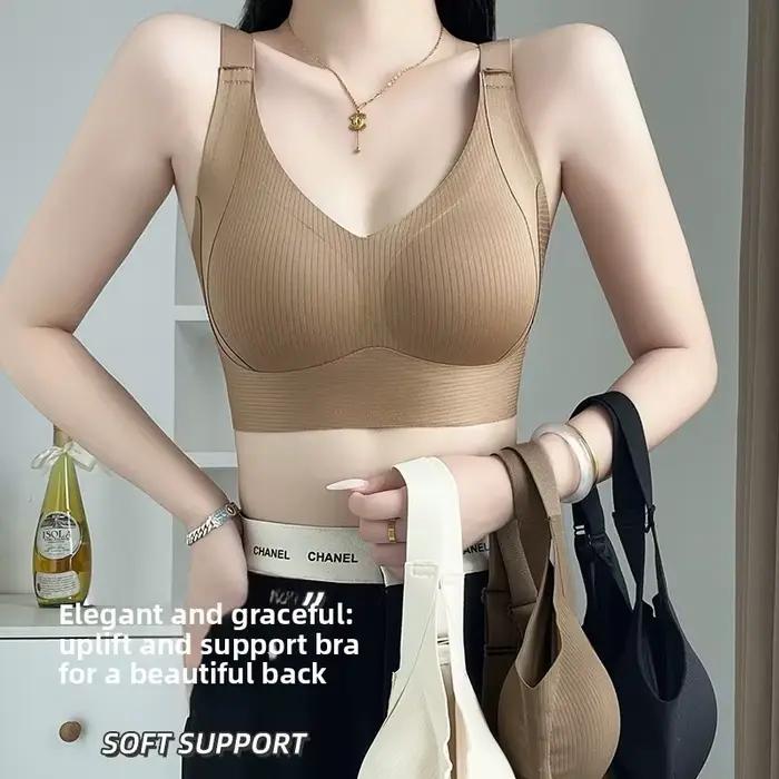 Soutien-gorge sans fil sans couture pour femme grande taille, effet push-up, avec maintien dorsal, réduction des bourrelets latéraux, fermeture dorsale, lingerie 2XL