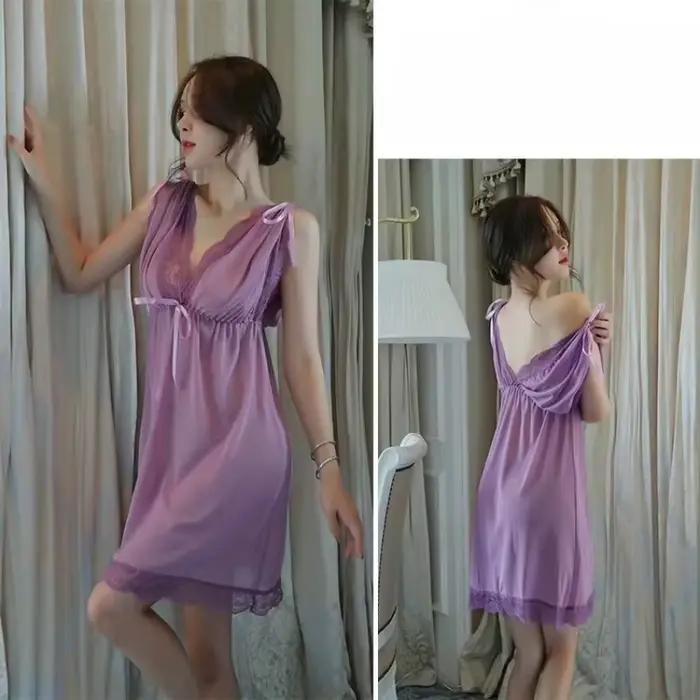 Chemises de nuit sexy femmes soie dentelle vêtements pour vêtements de nuit pyjamas vêtements de nuit chaud romantique nouvelle femme été sommeil offre robe supérieure