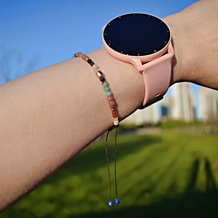 Bracelet à breloques en pierre naturelle arc-en-ciel pour femme, chaîne réglable, cristal de guérison perlé, bijoux, document, 7 chakras