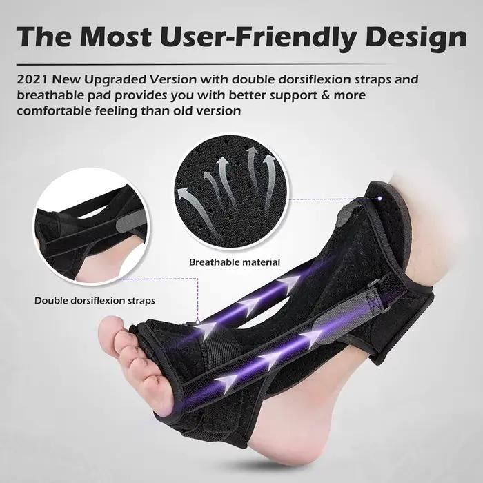 Attelle de nuit pour fasciite plantaire, attelle de nuit unisexe, attelle orthopédique réglable pour les pieds, avec boule de Massage pour la tendinite d'achille