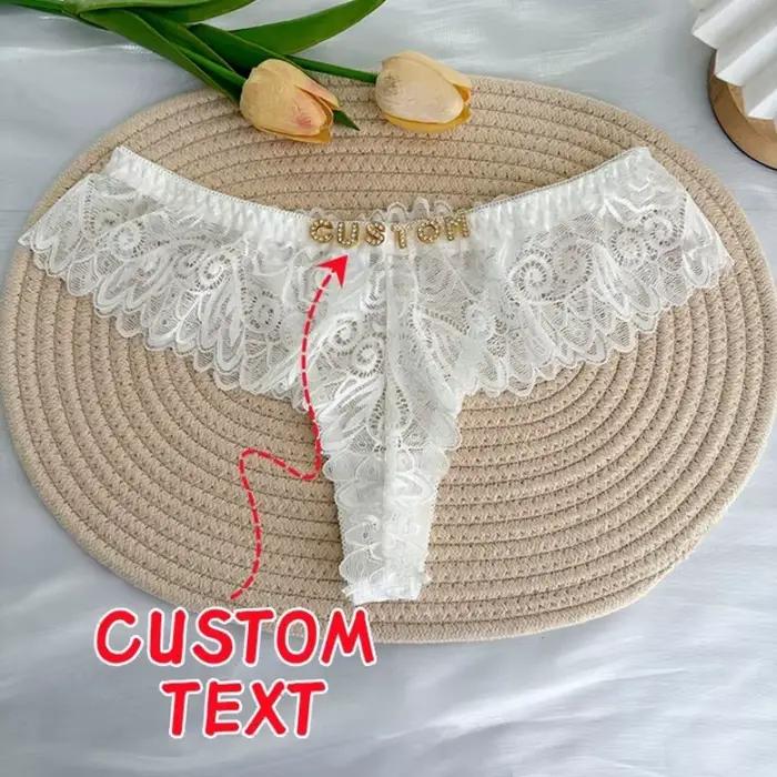 Lettres en cristal personnalisées nom caleçon culotte Sexy dentelle bikini culotte taille basse slips petite amie femme cadeaux d'anniversaire