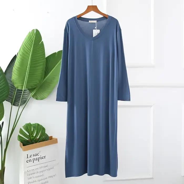 Chemise de Nuit à Manches sulfpour Femme, en Coton Modal, Multicolore, Grande Taille, Vêtements de Printemps et d'Automne