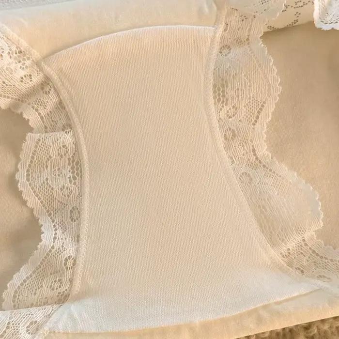 Culottes en dentelle à nœud papillon motif chat, taille mi-haute, en coton, lingerie douce pour femme