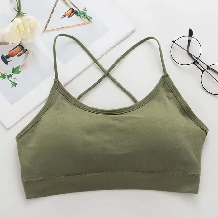 Soutien-gorge Push Up respirant à bretelles croisées pour femme, brassière de sport, yoga, gym, fitness, beauté du dos
