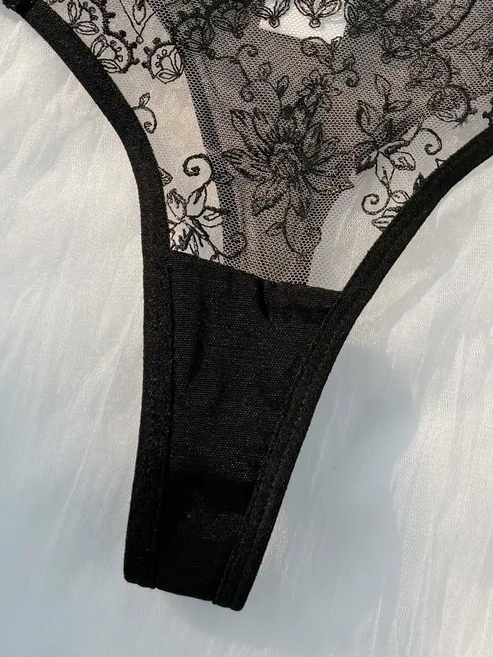 Ensemble de lingerie semi-transparente noir confortable et léger pour femmes, 2 pièces, ZA824057