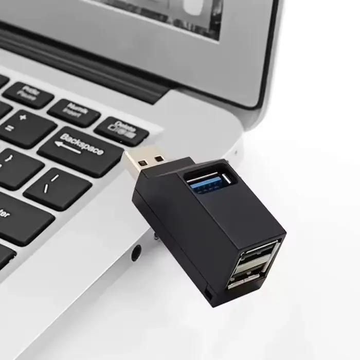 Adaptateur HUB USB 3.0, Mini boîtier répartiteur 1 à 3 ports, USB 2.0 haute vitesse pour PC portable, lecteur de carte U Disk