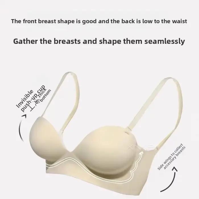 Soutien-gorge push-up pour poitrine petite - Soutien-gorge plongeant à dos en U rembourré de 10 cm, soutien-gorge sans fil et sans dos pour un effet liftant et de maintien