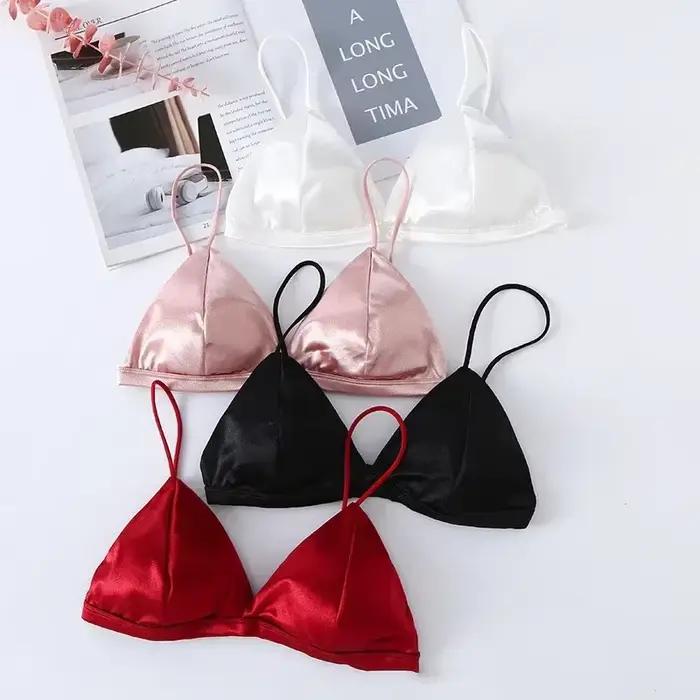 Soutien-gorge de Style français pour femmes, poitrine enveloppée, sangle d'épaule réglable, boucle unique, haut tubulaire Sexy en Satin, sous-vêtements, Lingerie