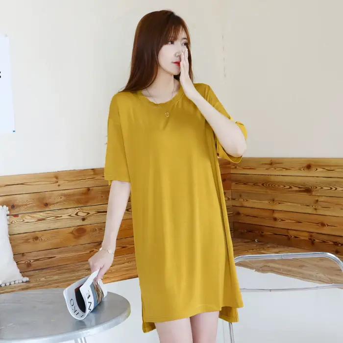 Robe de nuit en coton modal coréen pour femmes, chemise de nuit élégante, chemise de nuit douce, vêtements de maison décontractés pour femmes, nouveau